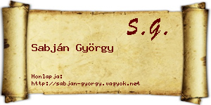 Sabján György névjegykártya